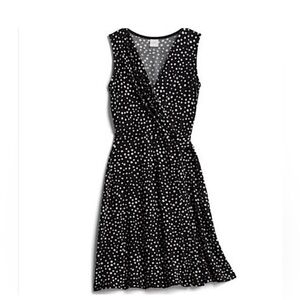 Black and white Polka Dot Faux Wrap Dress